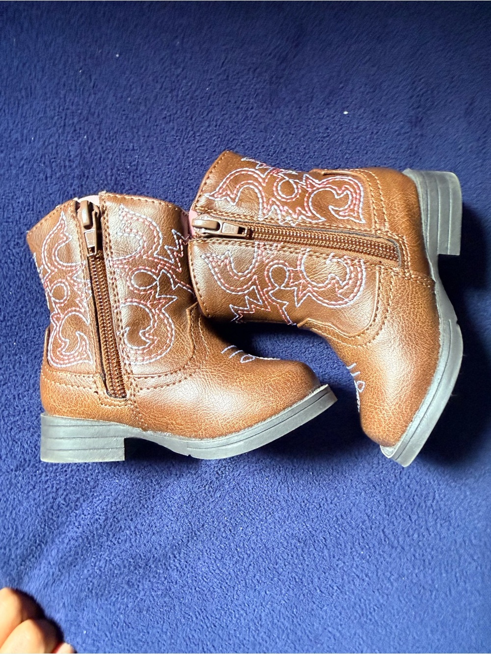 Amazon Essentials Kids Brown Cowboy Boots with Embroidery